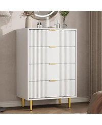 gaomon Fluted Dresser for Bedroom with 4 Drawers, 36.85" Tall Modern Chest of Drawers with Metal Handle, Wooden Closet Clothes Storage Organizer