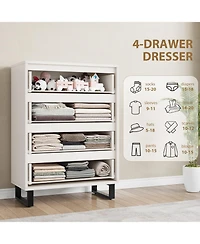 gaomon 4 Drawer Wooden Freestanding Tall Storage Dresser, 41.5 Inch Vertical Drawer Cabinet
