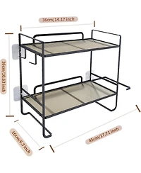 Homfan Over Toilet Storage Shelf, 2-Tier Bathroom Storage Organizer with 2 Hooks, Paper Holder, Metal Space Saving Multi-Purpose