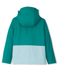 Lands' End Girls Water Resistant Hooded Slicker Rain Jacket