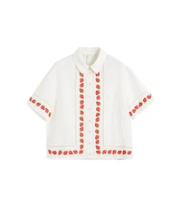 Chinti & Parker Women's Linen-Blend Strawberry Shirt