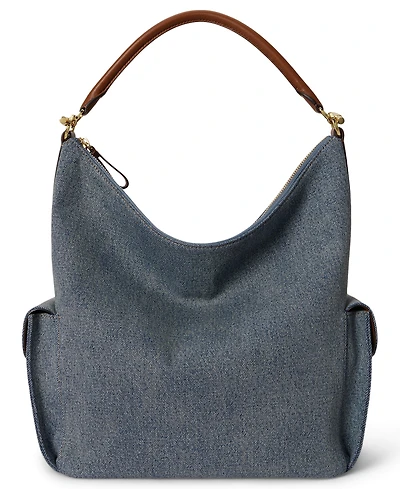 Lauren Ralph Lauren Washed Denim Medium Blaike Shoulder Bag