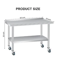 Gaomon Kitchen Table Stainless Steel Table Commercial Prep Work Table for Dining Room, Home Office, Living Room