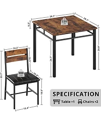 Ironck 29.1" W Dining Table Set for 2