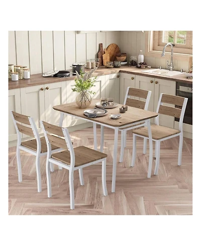 Gaomon Kitchen Table Dining Table Set For 4 5 Piece Metal Frame Kitchen Table And Chair Set for Dining Room