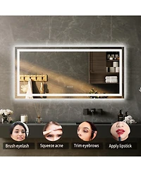 Homfan Led Bathroom Mirror with Lights, Front Lit + Backlit Vanity Mirror for Wall, Dimmable Lighted Bathroom Vanity Mirror, Anti-Fog