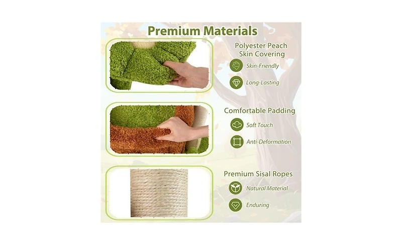 Aostirmotor Machine-Washable & Space-Saving Cat Tree, 36-Inch Jungle Theme with Removable Peach Skin Cover, Sisal Scratching Post & Toys