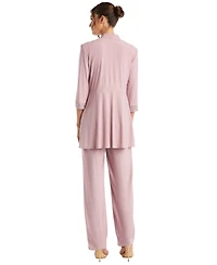 R & M Richards Petite Round Neck Top, Jacket Pants, 3-Piece Set