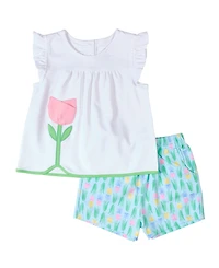 Florence Eiseman Baby Girl Printed Knit Tulip Short Set