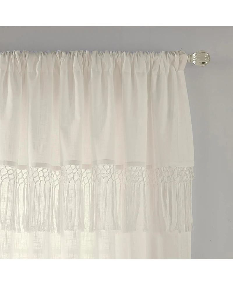Calypso 52" x 95" Macrame Tassel Semi-Sheer Curtain Panel