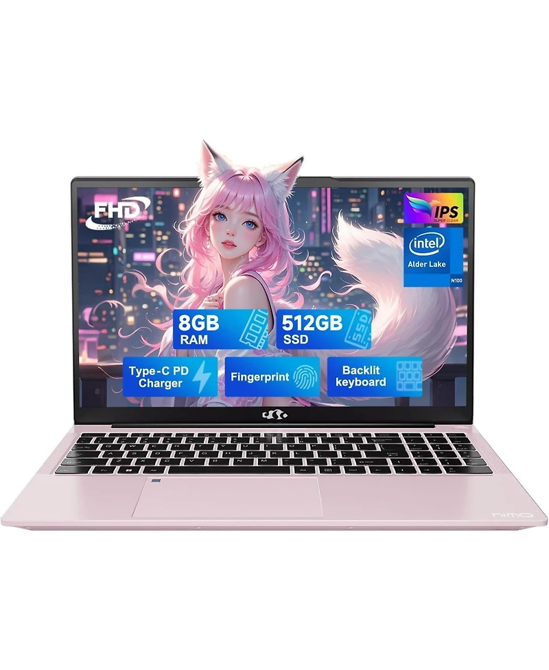 Nimo 15.6" Fhd Student Laptop Intel 12th Gen N100 8GB Ram 512GB Ssd Backlit Keyboard