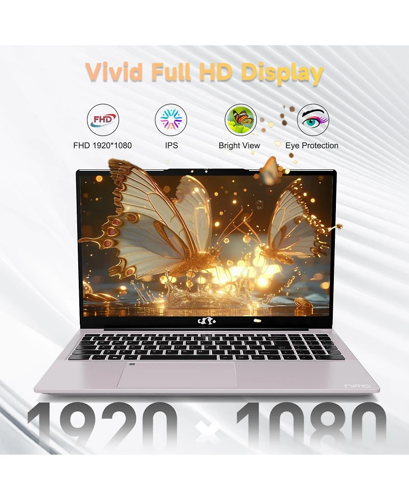 Nimo 15.6" Fhd Student Laptop Intel 12th Gen N100 8GB Ram 512GB Ssd Backlit Keyboard