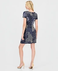 Connected Women's Printed Short-Sleeve Fit & Flare Dress