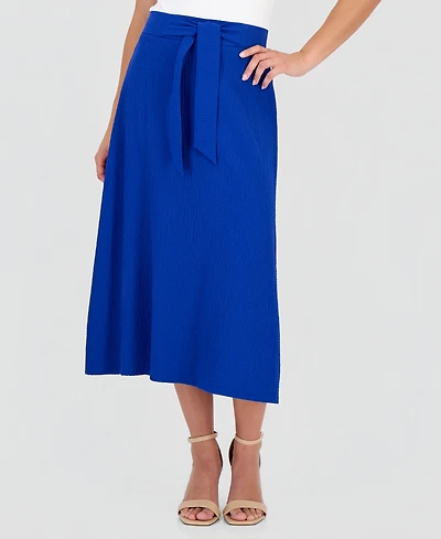 Anne Klein Essentials Petite Pull-On Tie-Waist Midi Skirt