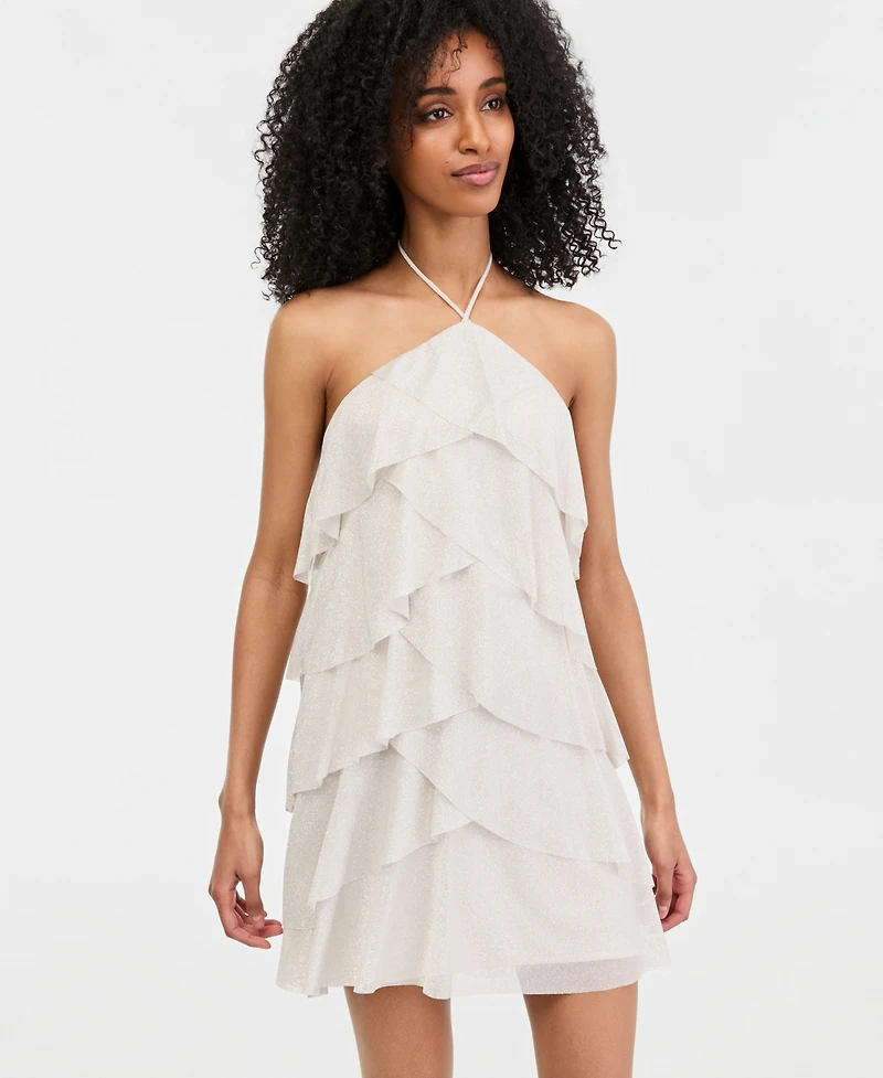 Morgan & Company Juniors' Glitter Low-Back Ruffled Dress