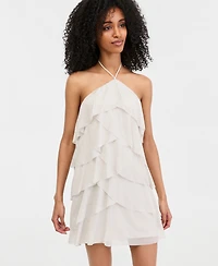 Morgan & Company Juniors' Glitter Low-Back Ruffled Dress