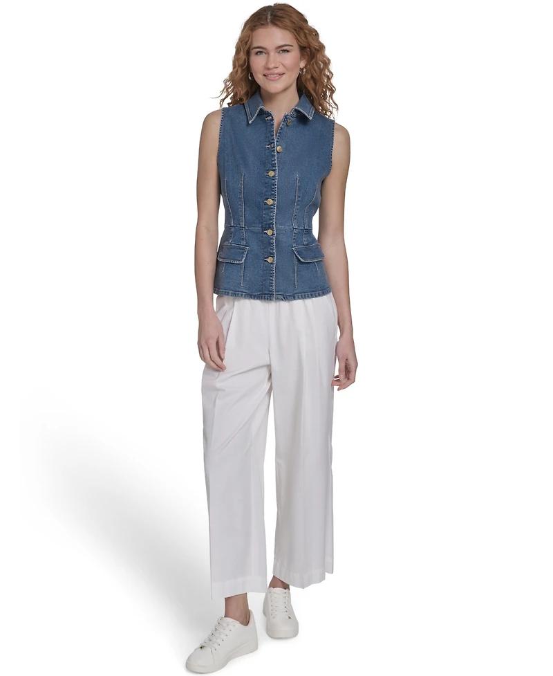 Nautica Jeans Women's Button Front Denim Vest