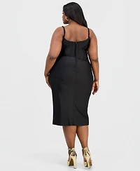 B Darlin Trendy Plus Asymmetric Corset Midi Dress