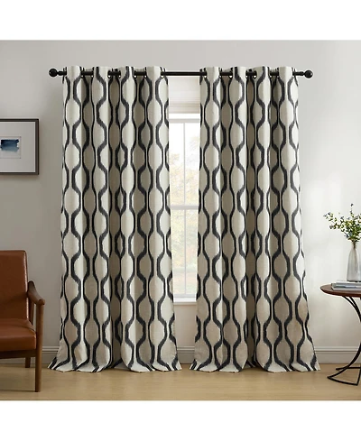 Elrene Home Fashions Renzo Ikat Geometric Linen Room Darkening Window Curtain