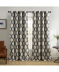 Elrene Home Fashions Renzo Ikat Geometric Linen Room Darkening Window Curtain