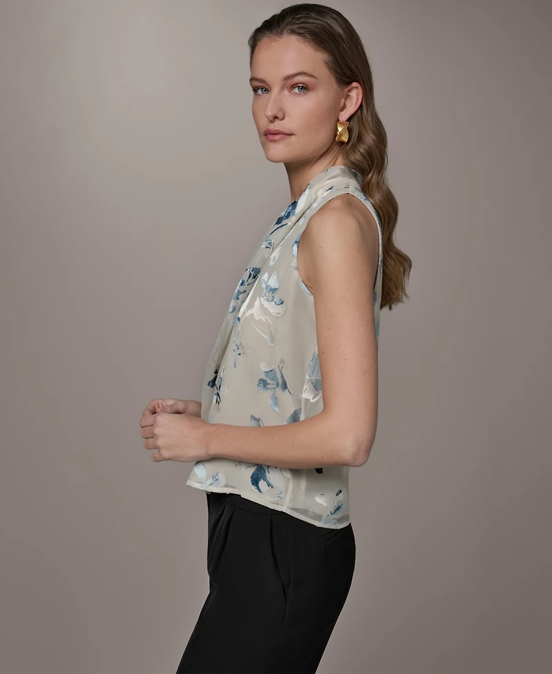 Donna Karan New York Petite Flocked Floral Top