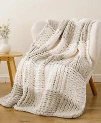 Battilo Home Color Blocked Thick Chenille Chunky Knit Throw, 50" x 60"