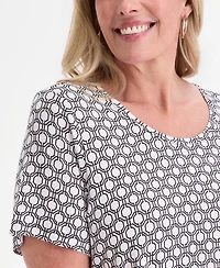 Jm Collection Plus Lattice Play Scoop-Neck T-Shirt, Macy's Exclusive