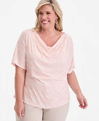 Jm Collection Plus Printed Cowl-Neck Knit Top, Macy's Exclusive