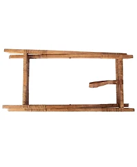 Artifacts Rattan Scallop Design Butler Tray with Wooden Legs & Glass Insert