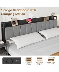 gaomon Bed Frame with a Functional Storage Headboard
