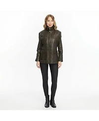 Furniq Uk Women's Utility Style Leather Jacket