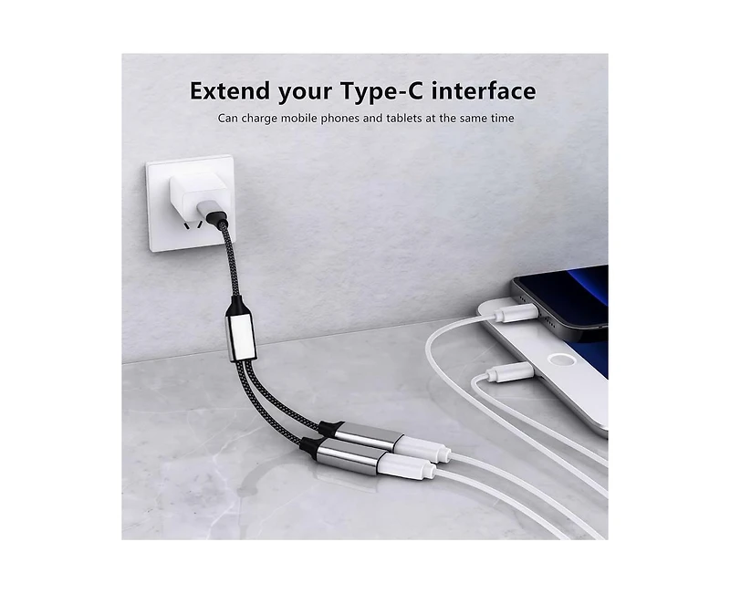 Risokeys Usb C to Dual Usb A Adapter, 480Mbps Data Transfer,Aluminum Hub for Laptop/Car/Phone, Ideal for Commuters