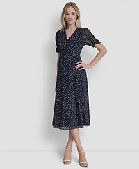 Dkny Women's Short-Sleeve V-Neck Midi Dress