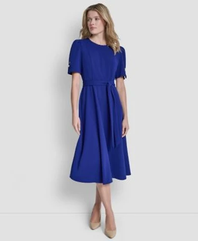 Dkny Womens Short Sleeve Jewel Neck Midi Dress