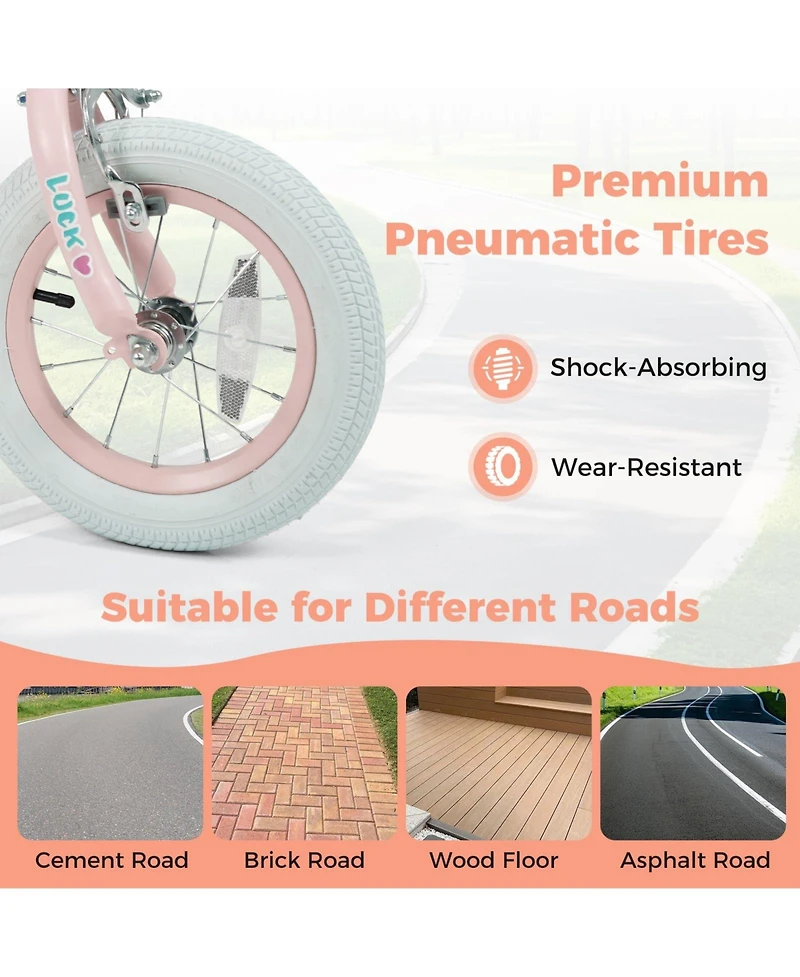 Mecale Kids Bike Adjustable for 3-8 Years Old Children - Stars & Moon