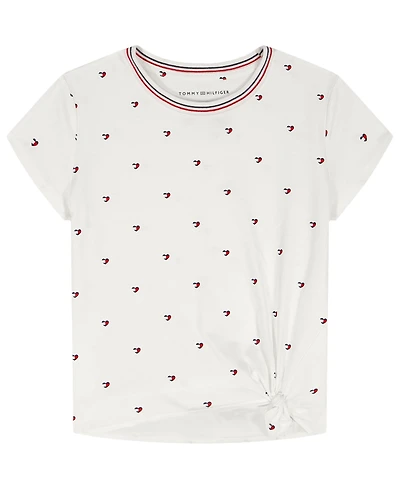 Tommy Hilfiger Girls' 7-16 Allover Heart Print Short-Sleeve T-Shirt