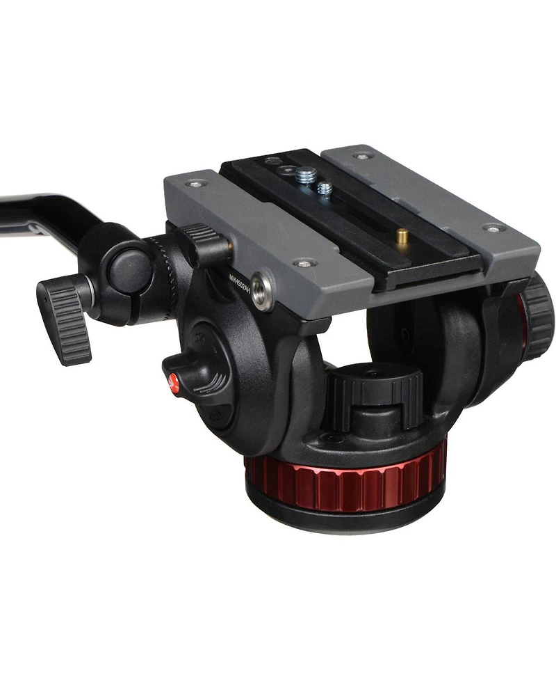 Manfrotto 502 Pro Video Head with 504PLONG Long Quick Release Mounting Plate and Flat Base