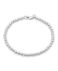 Devata 4mm Beaded Ball Chain Bracelet in Rhodium Plated Sterling Silver, Medium 7.5