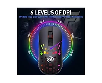 Risokeys Dual-Mode Wireless Gaming Mouse, Hollow Hole Design, 10000 Dpi Adjustable, 10 Rgb Lighting Modes, 550mAh Rechargeable