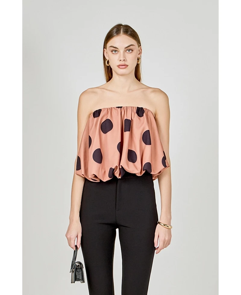 endless rose Women's Polka Dot Bubble Tube Top