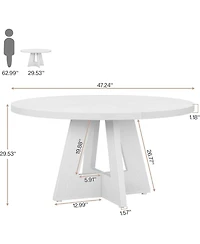 Tribesigns 47 inch Round Dining Table, Wooden Tabletop and Cross Base