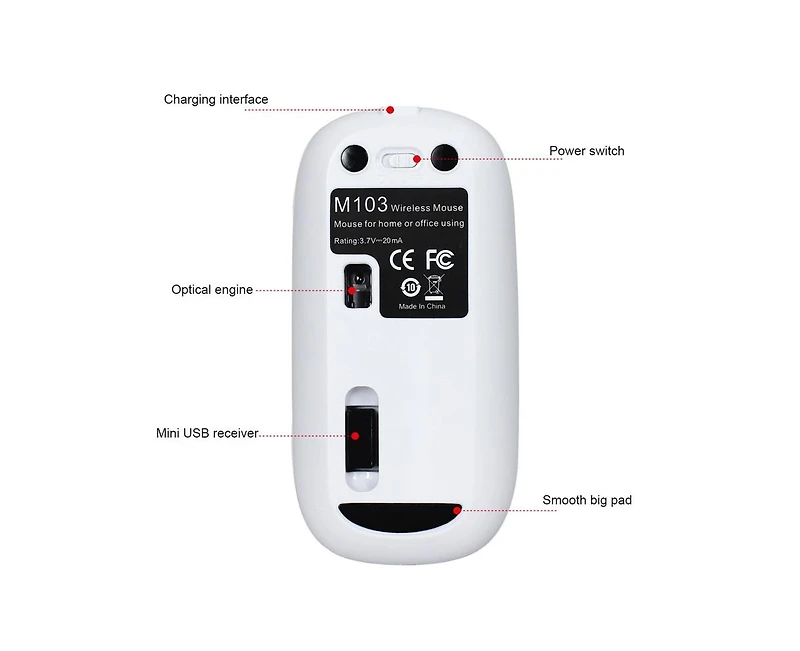 Risokeys Rechargeable Silent Wireless Mouse: 2.4G, 1-Click Desktop, 3-Speed Dpi for Office/Study