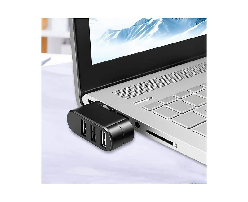 Risokeys Rotatable 3-Port Usb 2.0 Hub (90/180° Rotation) - with 480Mbps Speed,
