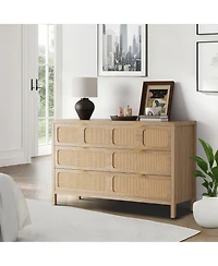 Gaomon 6 Drawers Dresser,Rattan Dresser with Metal Handles and Wood Legs