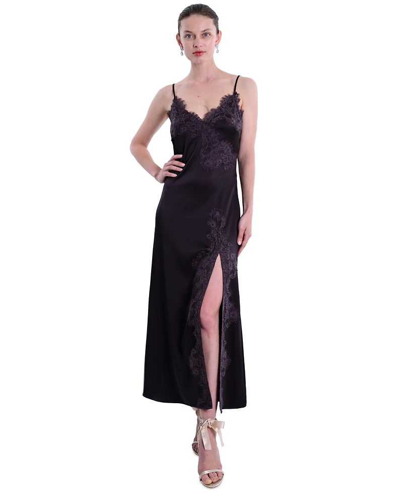 Marchesa Notte Women's Lace Trim Midi Dress
