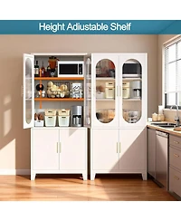 gaomon Fluted Glass Door Storage Cabinet, Cold Rolled Steel Tall Locker with Adjustable Shelf for Living Room, Bedroom, Garage