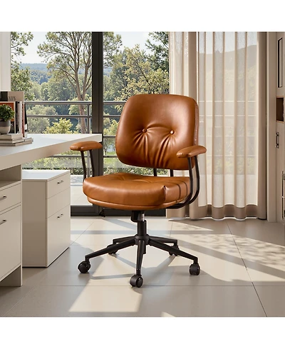 Xizzi Ergonomic Mid Back Swivel Office Chair, Extra Wide Comfy Desk Chair with Lumbar Support, Height Adjustable Home Task