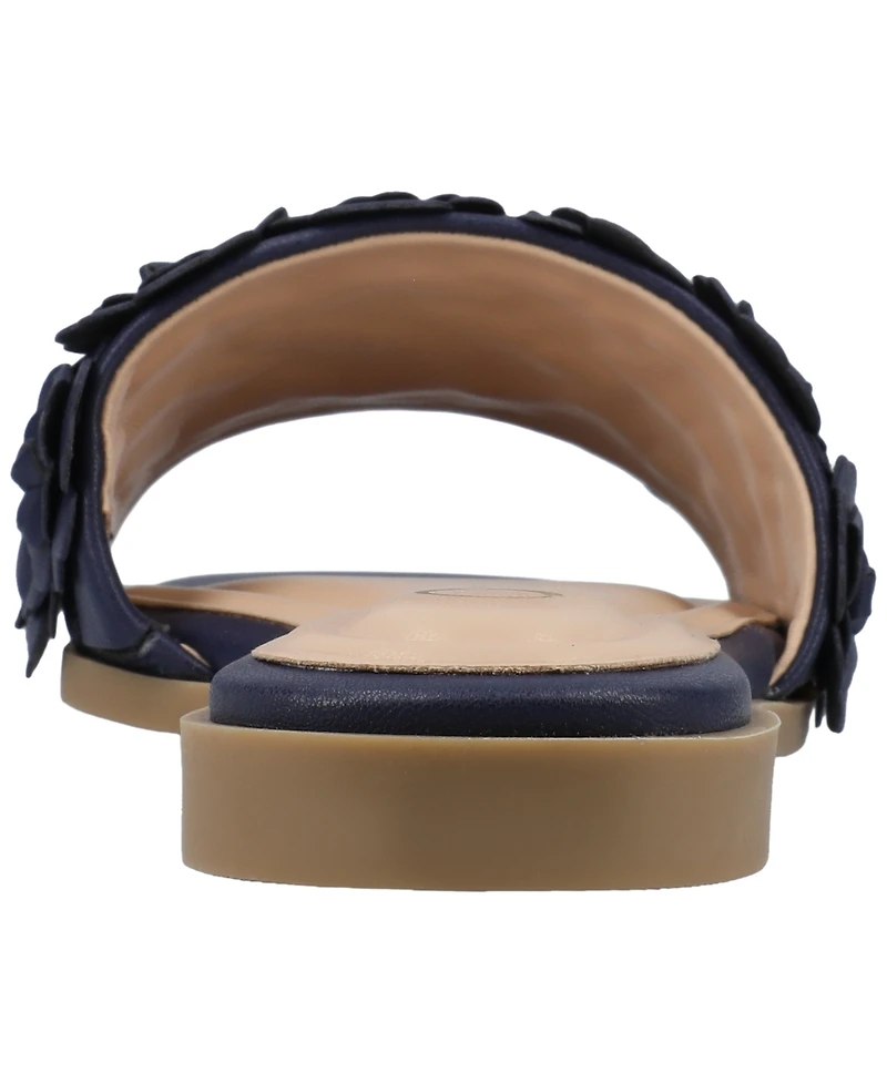 Journee Collection Women's Azalea Embellished Square Toe Floral Flat Sandals