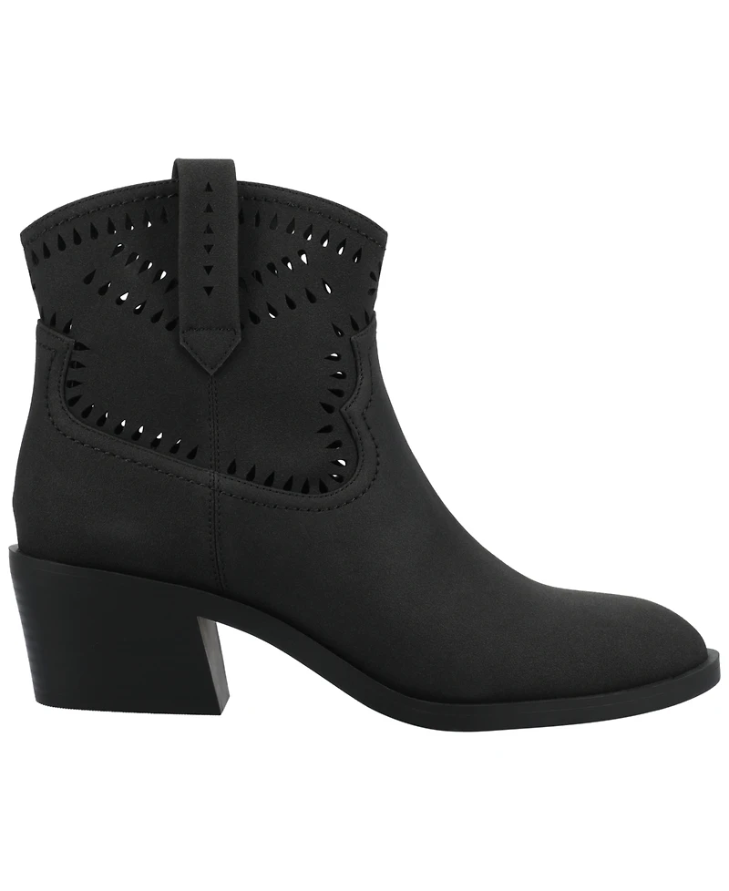 Journee Women's Cheyenne Stacked Heel Boho Western Booties
