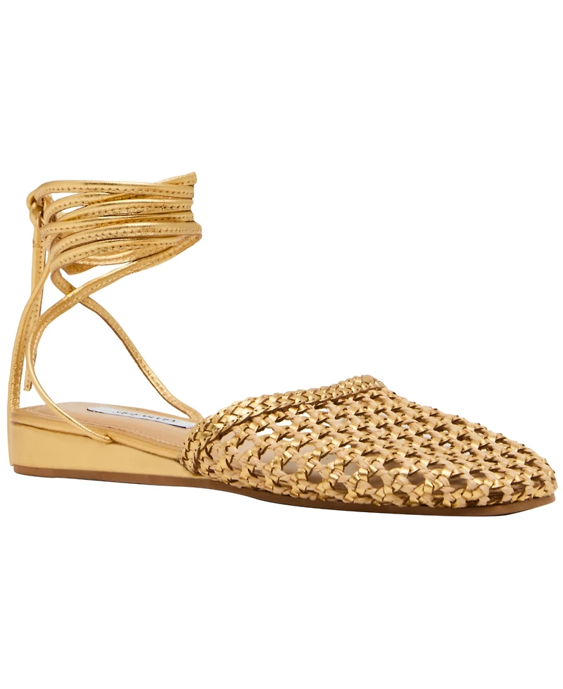 Steve Madden Women's Woven Leg-Wrap Round Toe Flats